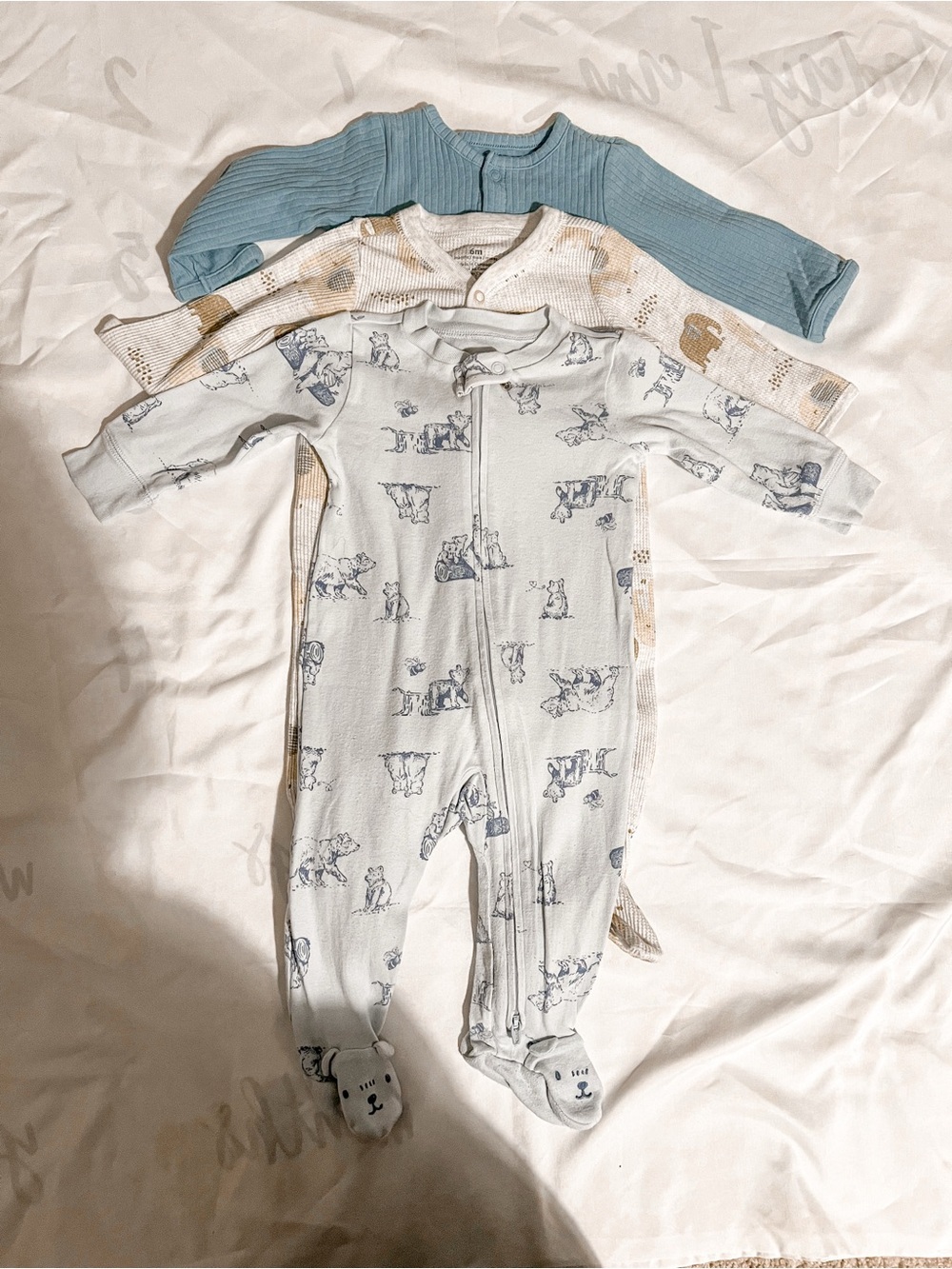 Set of Three Carter’s One-Pieces With One Piece and Footed Pajamas Size 6 Months